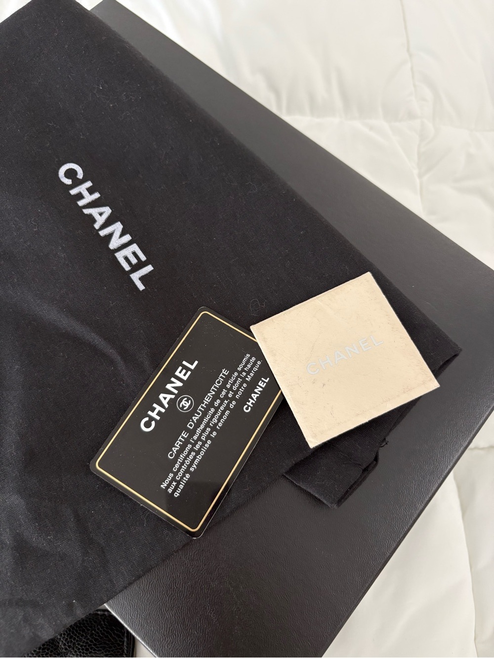 CHANEL Black Caviar Quilted Clutch Pochette A65738 12A Full Set - Picture 7 of 12